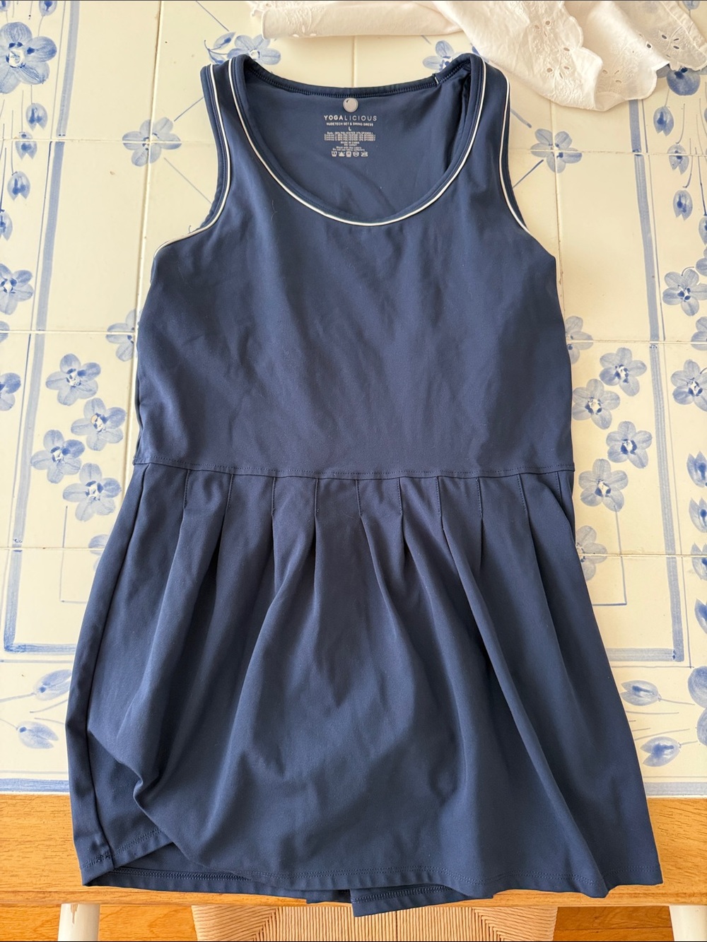Yogalicious Navy Tank Tennis Dress with White Piping